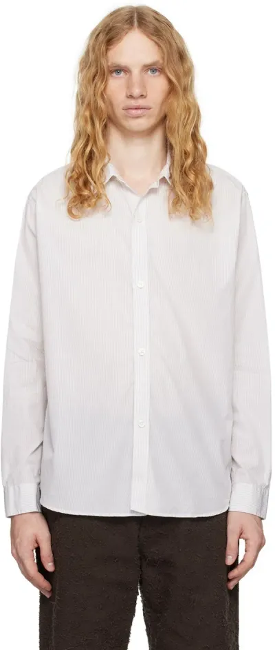 Mfpen Off-white Evening Shirt In White Mini Stripe