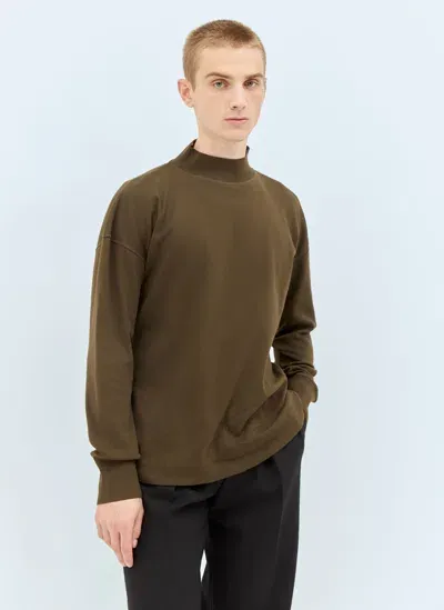 Mhl By Margaret Howell Mock Neck Thermal Sweatshirt In Green