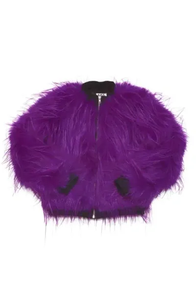 Mia New York Kids' Faux Feather & Faux Fur Jacket In Purple