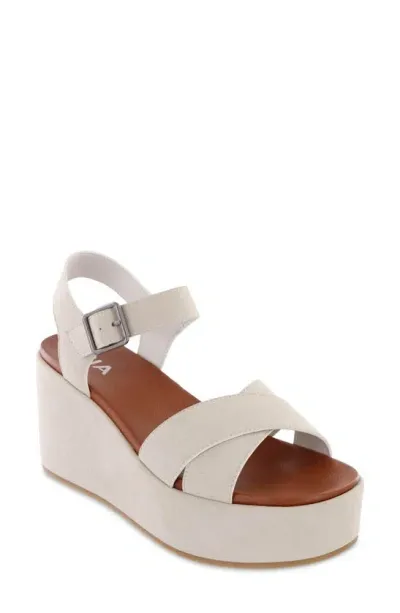 Mia Renay Ankle Strap Platform Wedge Sandal In Off White