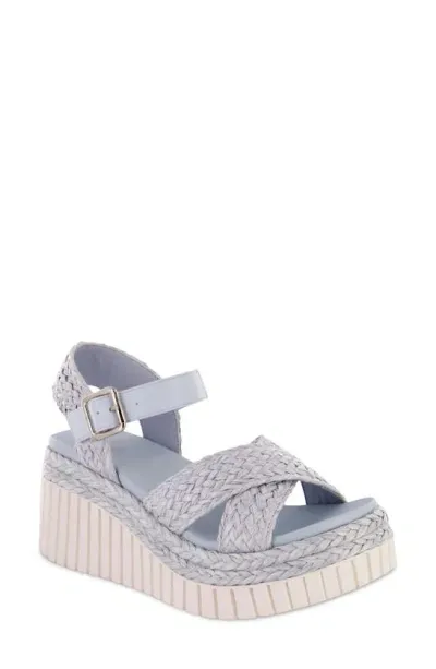 Mia Zamara Raffia Wedge Platform Sandal In Light Blue