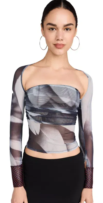 Miaou Iris Top Feather Print