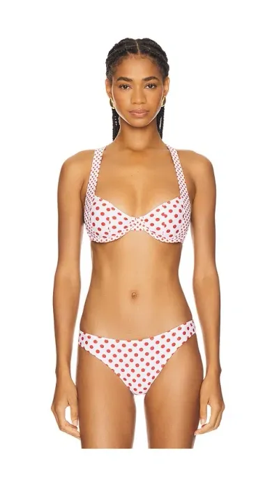 Miaou Luz Bikini Top In White Polka Dot