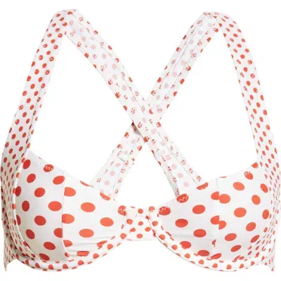 Miaou Luz Polka Dot Underwire Bikini Top In White Polka Dot