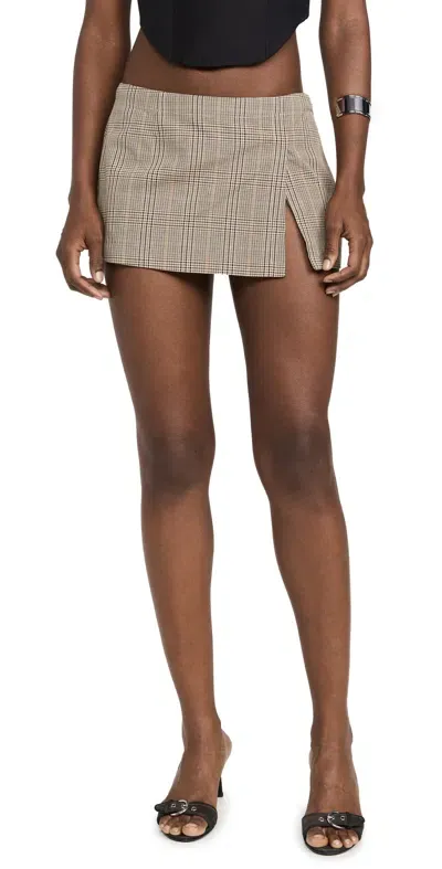 Miaou Micro Mini Skirt Brown Check