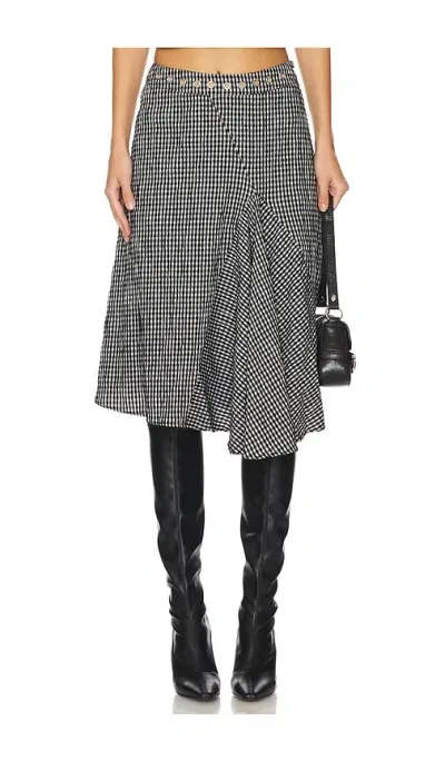 Miaou Mila Skirt In Seersucker Check