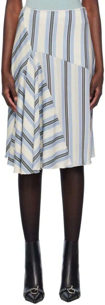 Miaou Multicolor Mila Midi Skirt In Black Blue Stripe