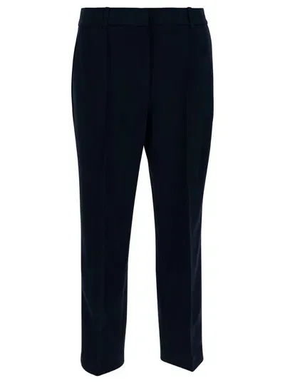 Michael Kors Blue Slim Crop Pants In Acetate Blend Woman