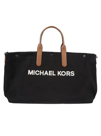 Michael Kors Brooklyn Oversized Canvas Tote Bag In Black