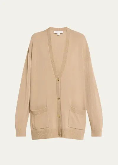 Michael Kors Cashmere Oversized Knit Cardigan In Sand