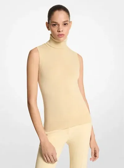 Michael Kors Cashmere Sleeveless Turtleneck In Yellow