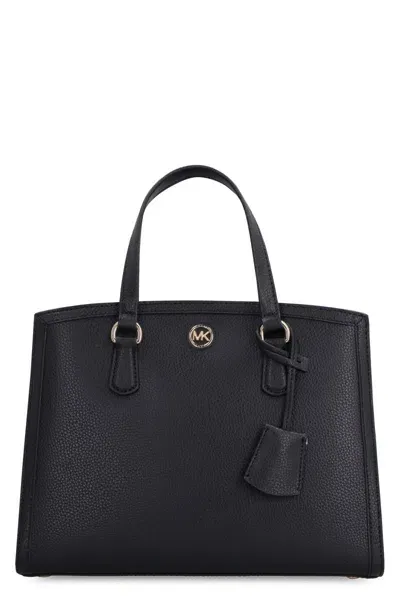 Michael Kors Chantal Leather Handbag In Black