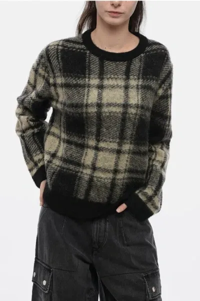 Michael Kors Crew Neck Wool Blend Sweater With Tartan Pattern In Multi