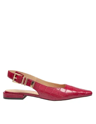 Michael Kors Crocodile-print Leather Ballerina In Burgundy