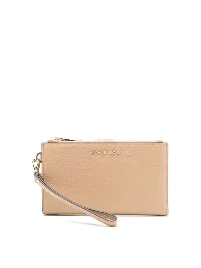 Michael Kors Double Zip Wristlet In Neutral