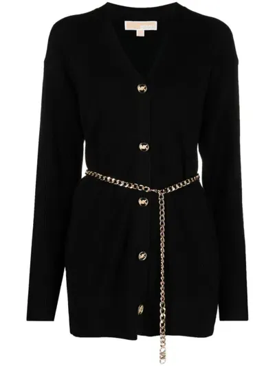 Michael Kors Empire Chain Belt Cardigan Clothing In Black