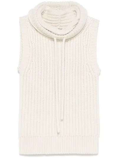 Michael Kors Funnel-neck Cashmere Top In Neutrals