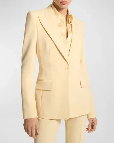 Michael Kors Georgina One-button Wool Blazer In Parchment