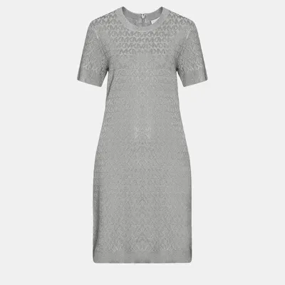 Pre-owned Michael Kors Grey Metallic Knit Short Dress L