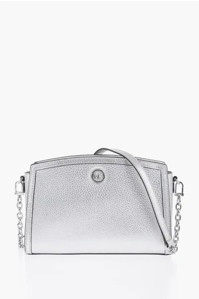 Michael Kors Hammered Leather Chantal Shoulder Bag In Metallic