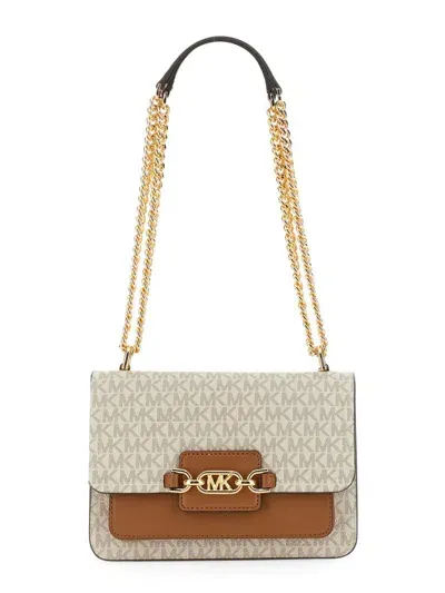 Michael Kors Heater Large Shoulder Bag In Beige