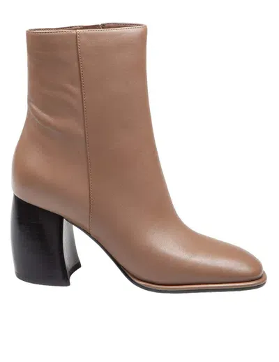 Michael Kors Leather Ankle Boot In Brown