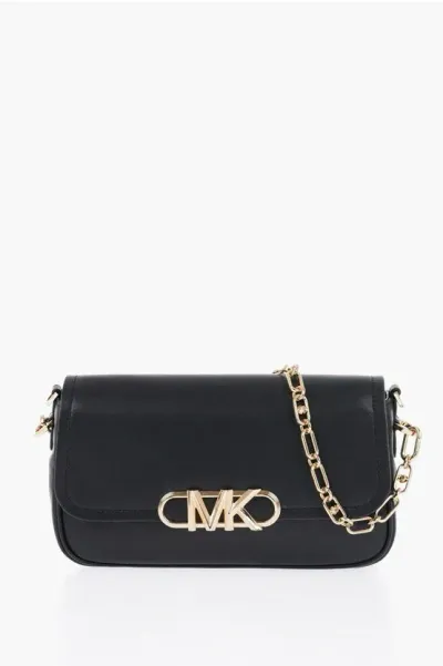 Michael Kors Leather Parker Shoulder Bag With Maxi Logo In Black