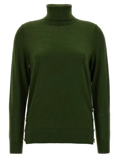 Michael Kors Logo Buttons Turtleneck Sweater In Green