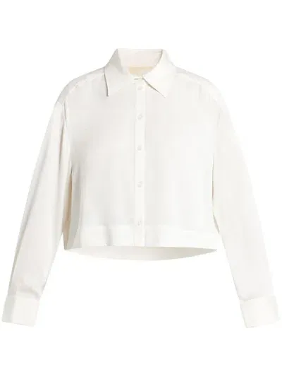 Michael Kors Long-sleeved Satin Shirt In White