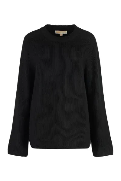 Michael Kors Merino Wool Crew-neck Sweater In Black