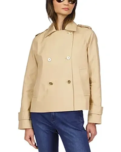 Michael Kors Michael  Women's Cotton Twill Cropped Peacoat In Khaki