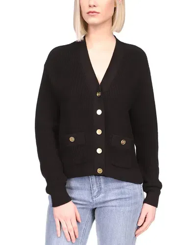 Michael Kors Michael  Patch Pocket Cardigan In Black