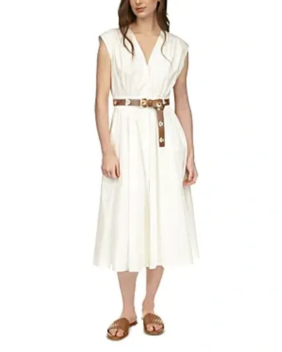 Michael Kors Michael  Roller Buckle Midi Dress In Optic White