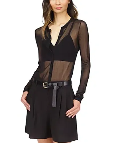 Michael Kors Michael  Sheer Crop Cardigan In Black