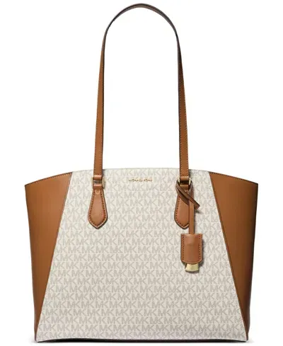 Michael Kors Michael  Taryn Logo Large Top Zip Tote In Vanilla,ac