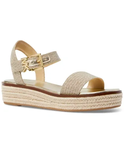 Michael Kors Michael  Women's Richie Espadrille Platform Wedge Sandals In Pale Gold