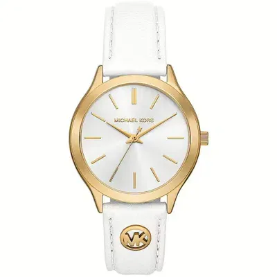 Michael Kors Slim Runway Watch, 38mm In Silver/white