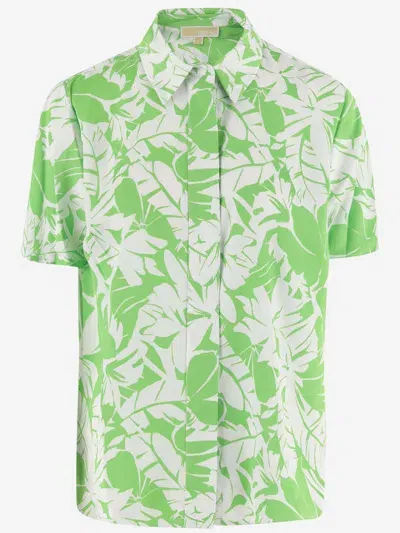 Michael Kors Nylon Shirt With Floral Pattern In Green