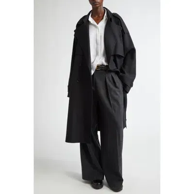 Michael Kors Oversize Wool Blend Trench Coat In Black