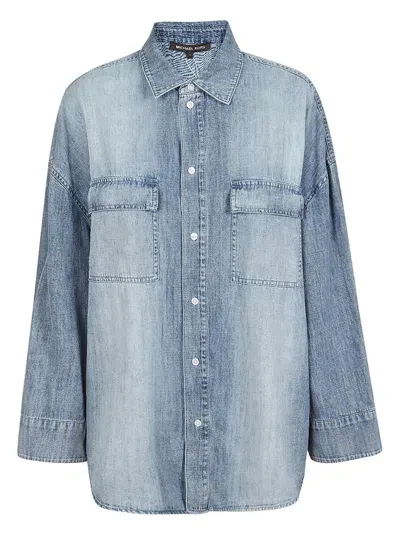 Michael Kors Oversized Chambray Shirt In Blue Vtg Wsh