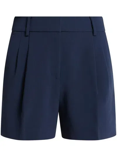 Michael Kors Pleated Crepe Shorts In Blue