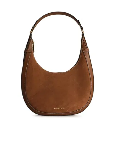 Michael Kors Preston Brown Leather Shoulder Bag In Marrone