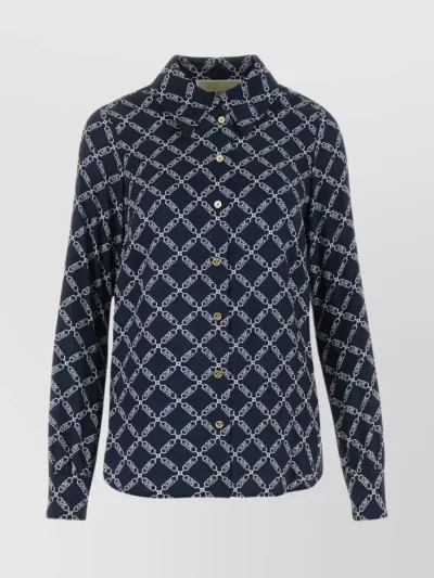 Michael Kors Printed Pattern Polyester Shirt In Blue