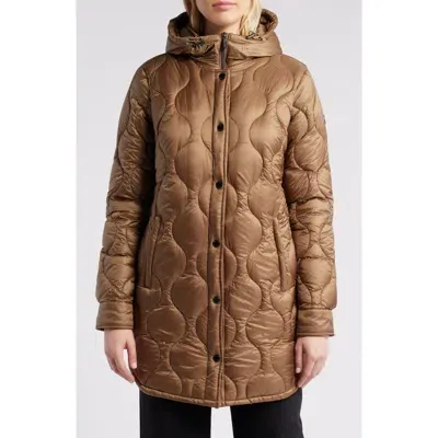 Michael Kors Quilted Packable 500 Fill Power Down Blend Puffer Coat In Husk