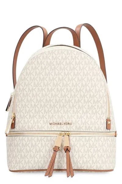 Michael Kors Rhea Coated Canvas Backpack In White