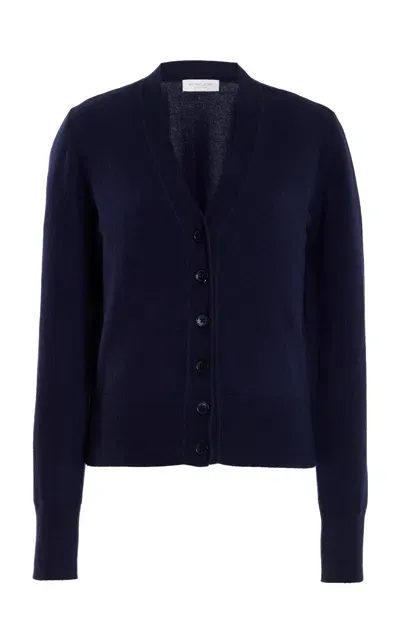 Michael Kors Ribbed-knit Cashmere Cardigan In Navy