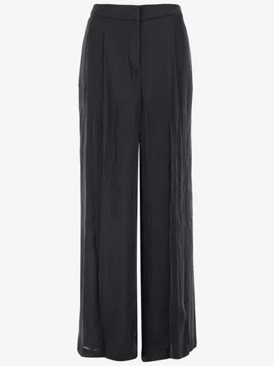 Michael Kors Ruched Metallic Georgette Pants In Black