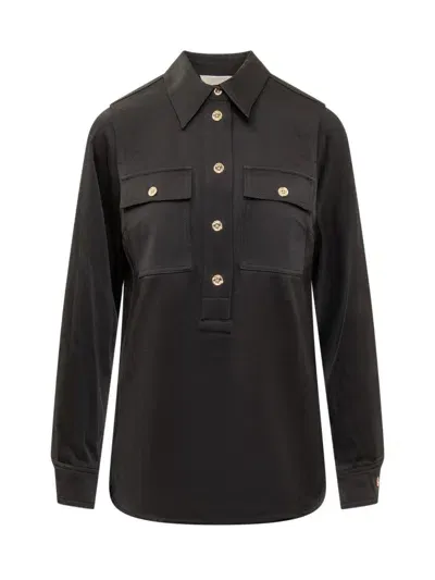 Michael Kors Satin Shirt In Black