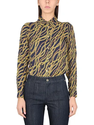 Michael Kors Silk Blend Shirt In Blue