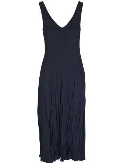 Michael Kors Sleeveless Charmeuse Midi Dress In Blue